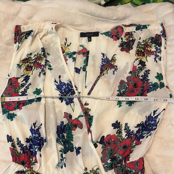 Eclair Large Semi Sheer Surplice Elastic Waist Flowy Spring Summer Church Dress - Picture 9 of 12